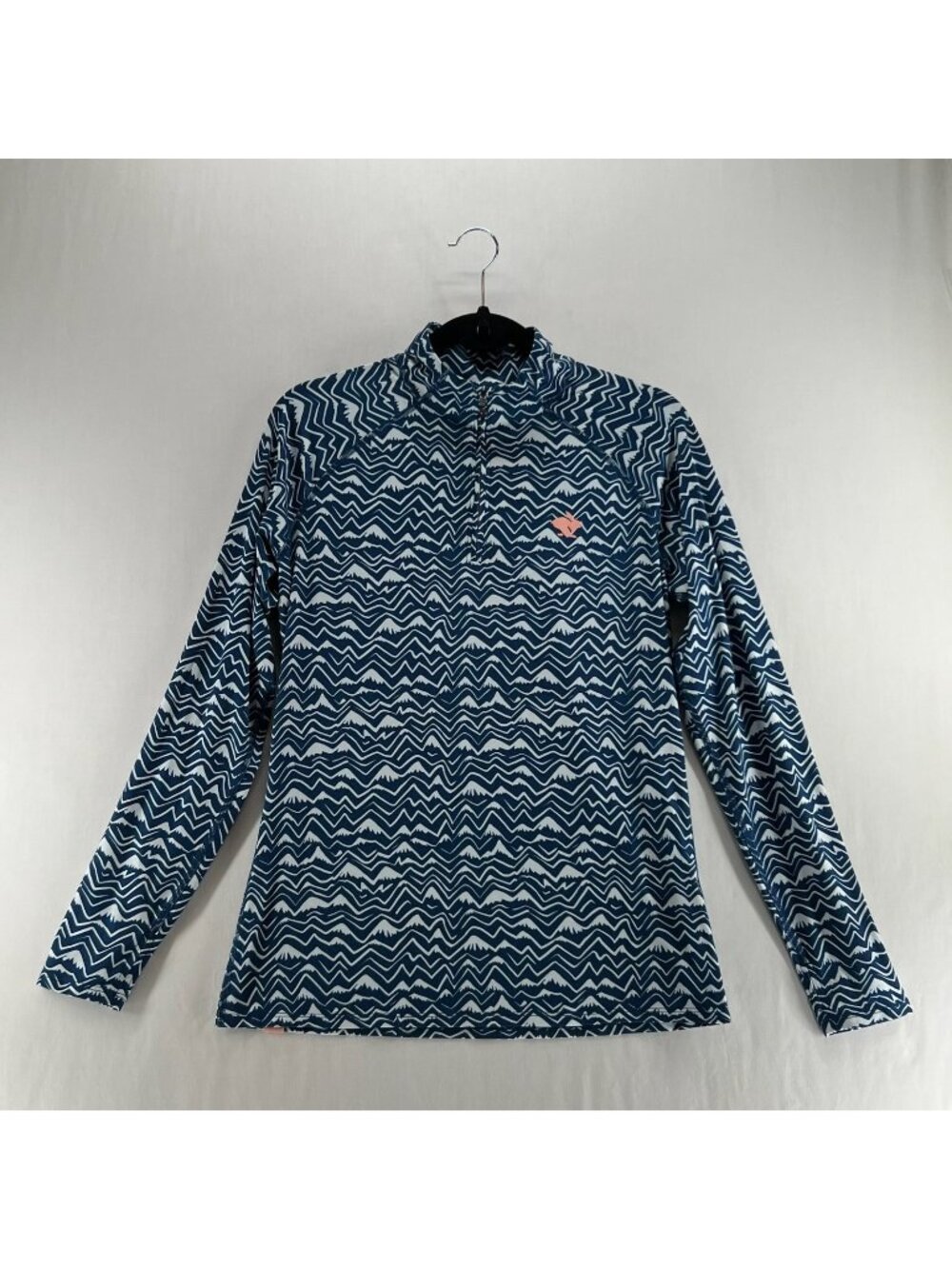 Rabbit EZ Zip 2.0 Gibraltar Mountain Pullover Top Women M 1/4 Zip Mock Neck Blue